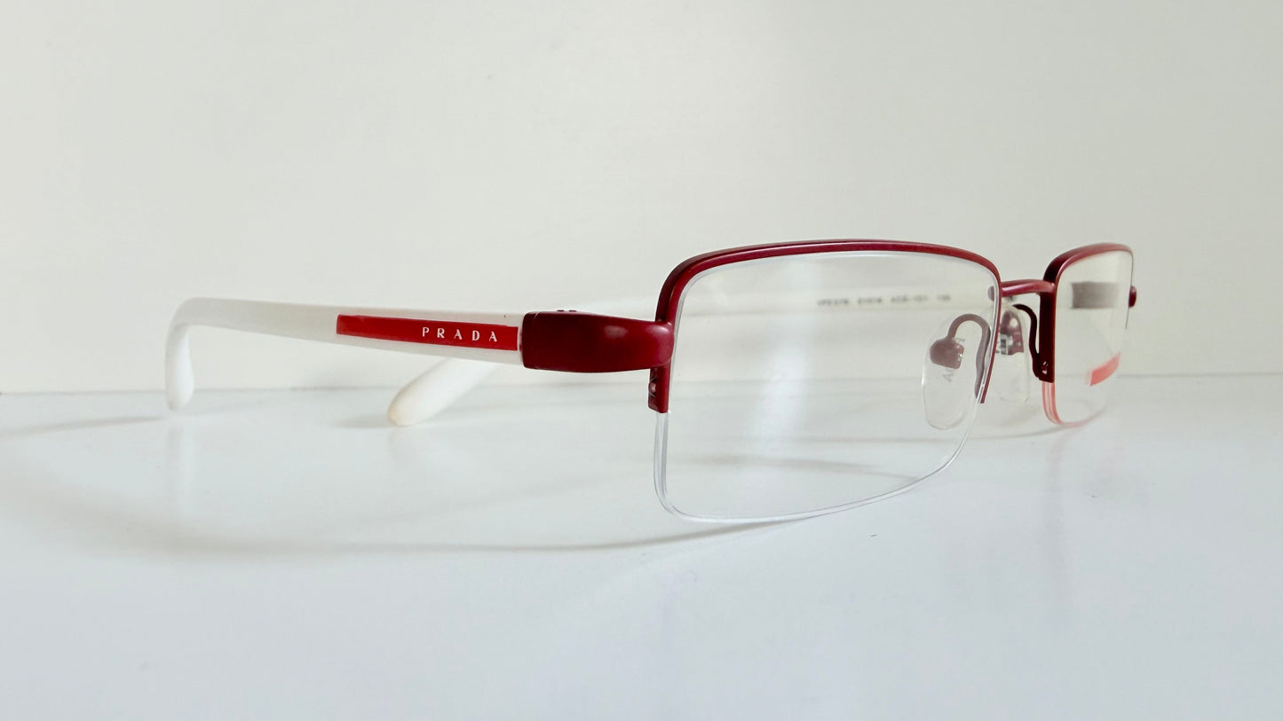 Prada vintage 00s eyeglasses - Y2K rimless white and red frames
