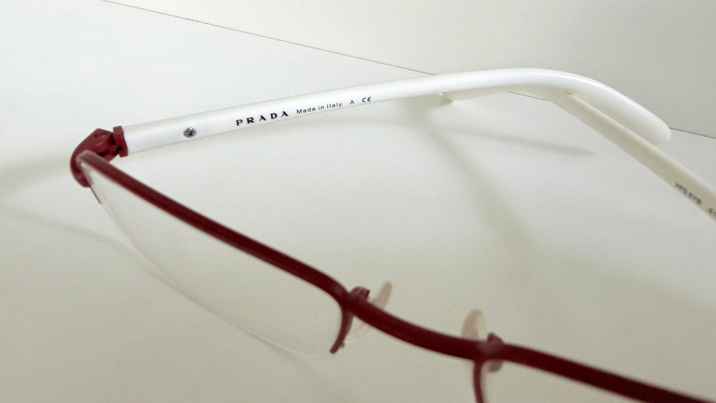 Prada vintage 00s eyeglasses - Y2K rimless white and red frames