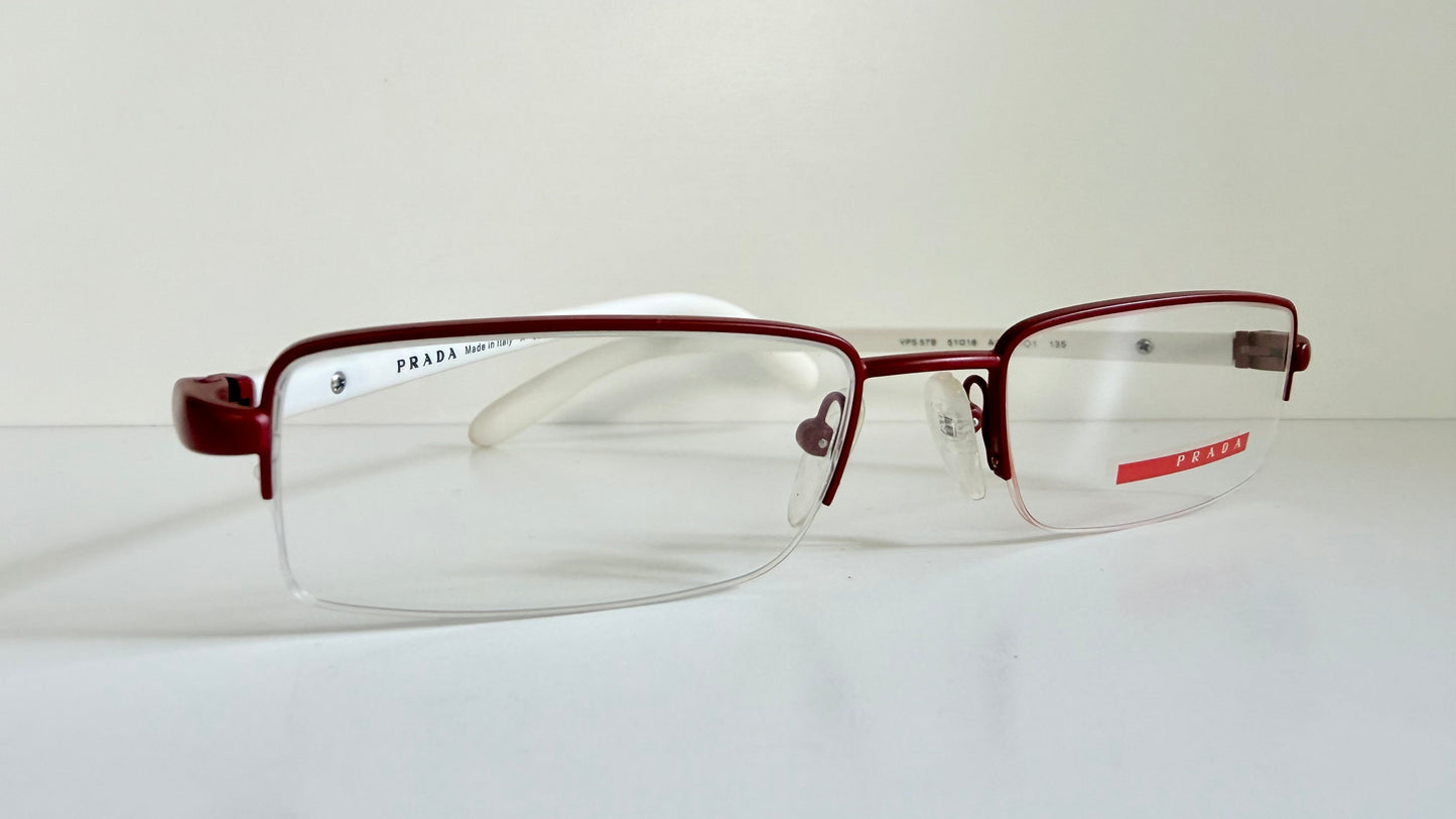Prada vintage 00s eyeglasses - Y2K rimless white and red frames