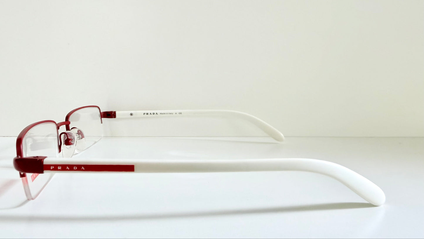 Prada vintage 00s eyeglasses - Y2K rimless white and red frames