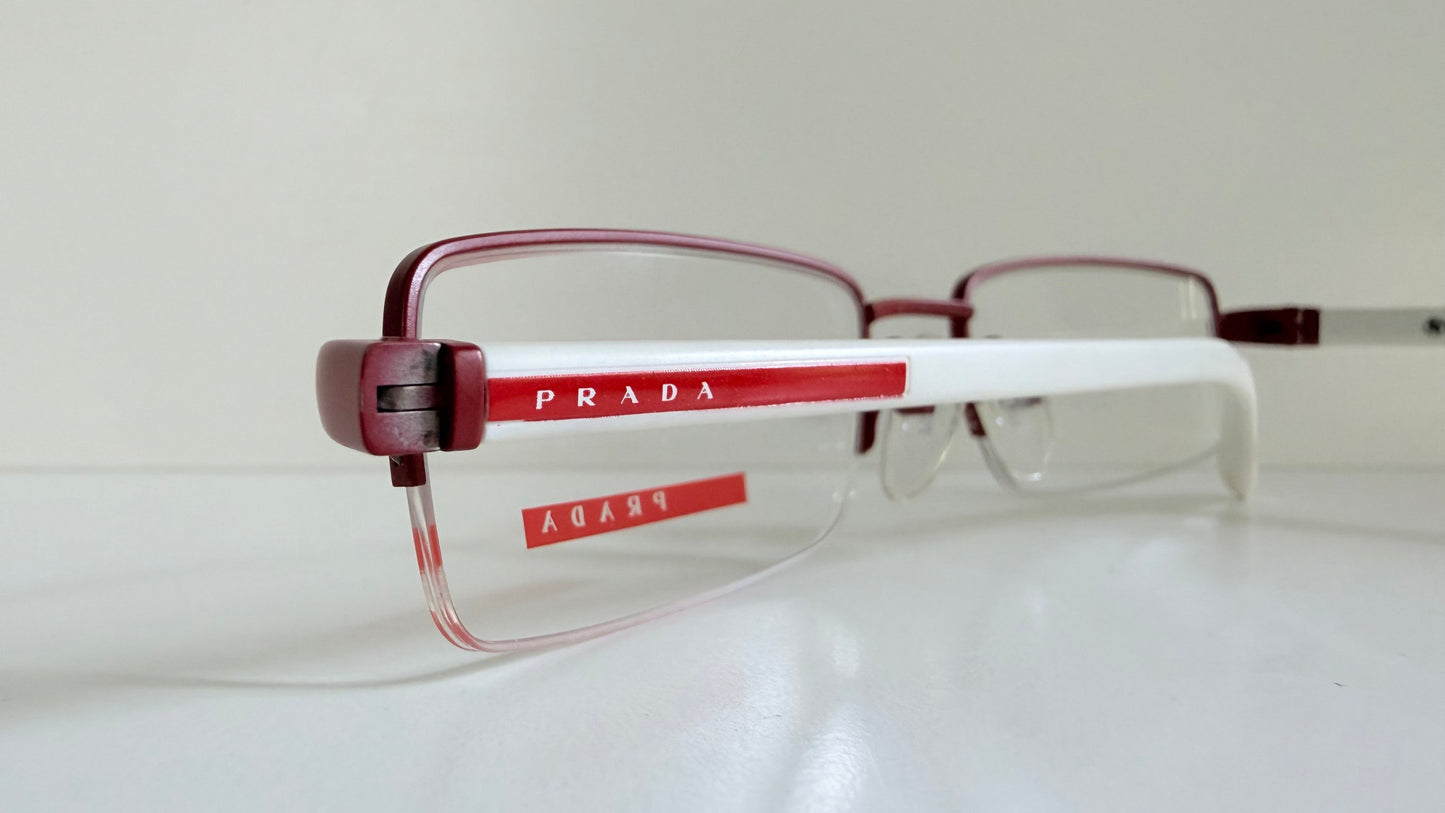 Prada vintage 00s eyeglasses - Y2K rimless white and red frames