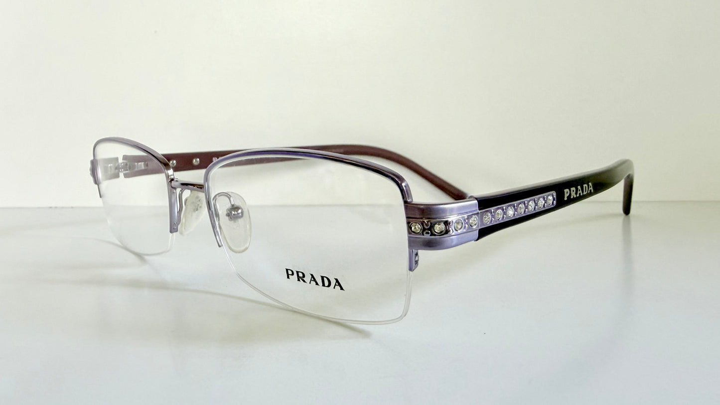 Prada vintage 00s eyeglasses - Y2K purple rimless frame with strass crystals
