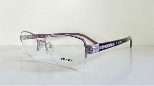 Prada vintage 00s eyeglasses - Y2K purple rimless frame with strass crystals