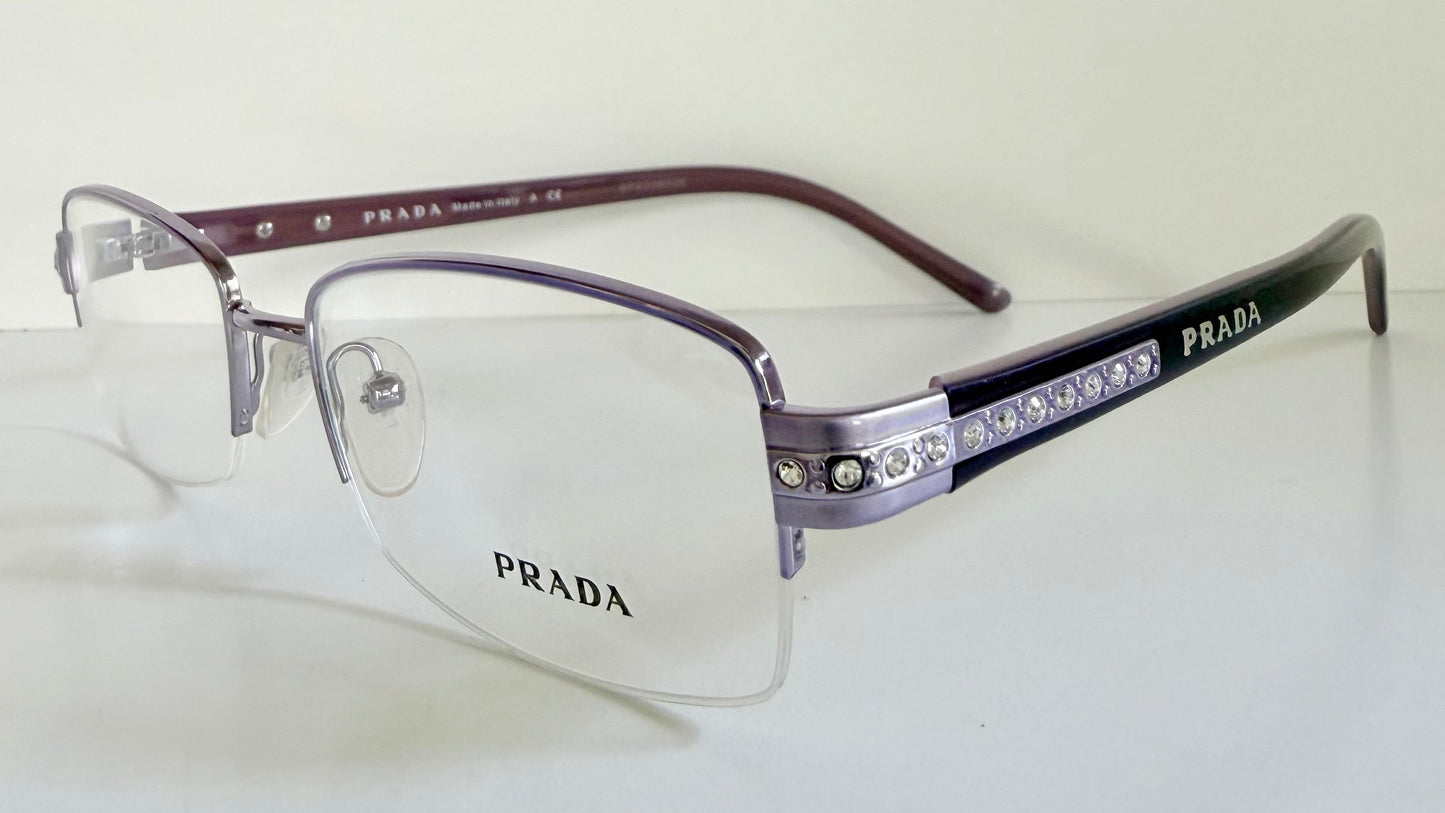 Prada vintage 00s eyeglasses - Y2K purple rimless frame with strass crystals