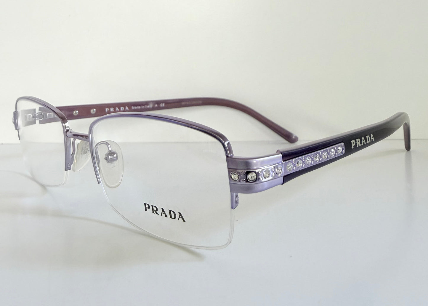 Prada vintage 00s eyeglasses - Y2K purple rimless frame with strass crystals