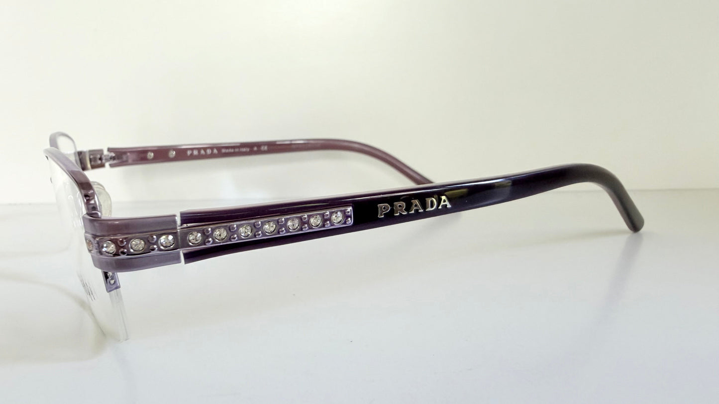Prada vintage 00s eyeglasses - Y2K purple rimless frame with strass crystals