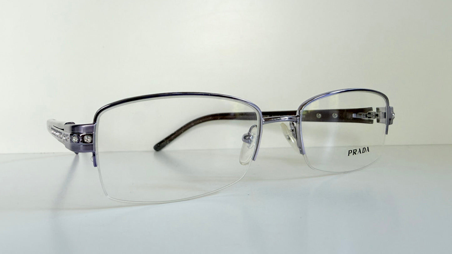 Prada vintage 00s eyeglasses - Y2K purple rimless frame with strass crystals