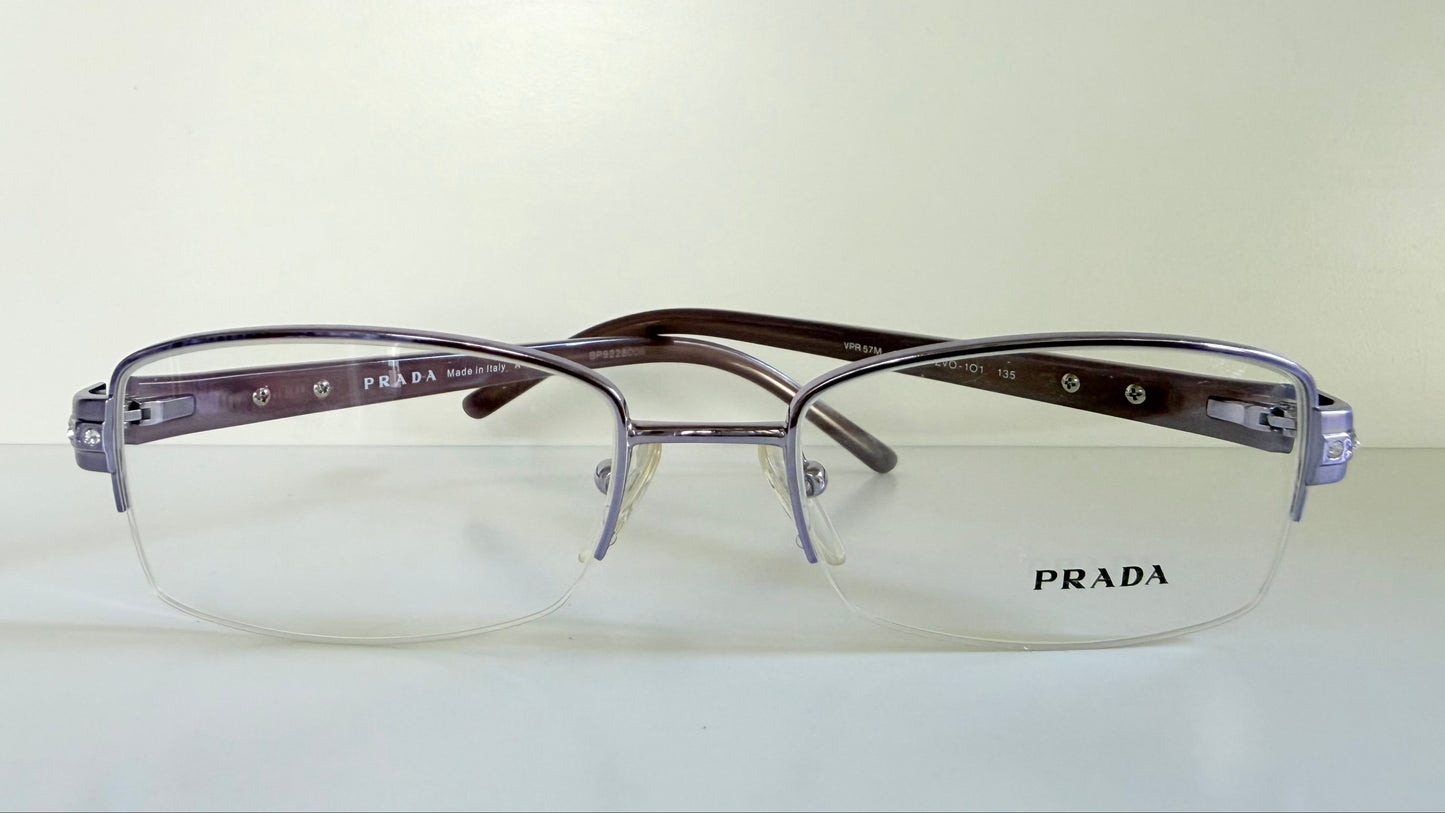 Prada vintage 00s eyeglasses - Y2K purple rimless frame with strass crystals