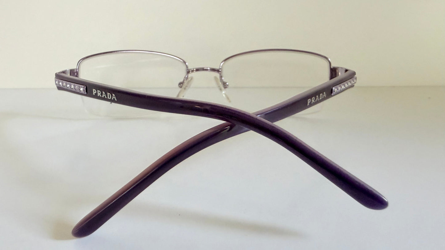 Prada vintage 00s eyeglasses - Y2K purple rimless frame with strass crystals