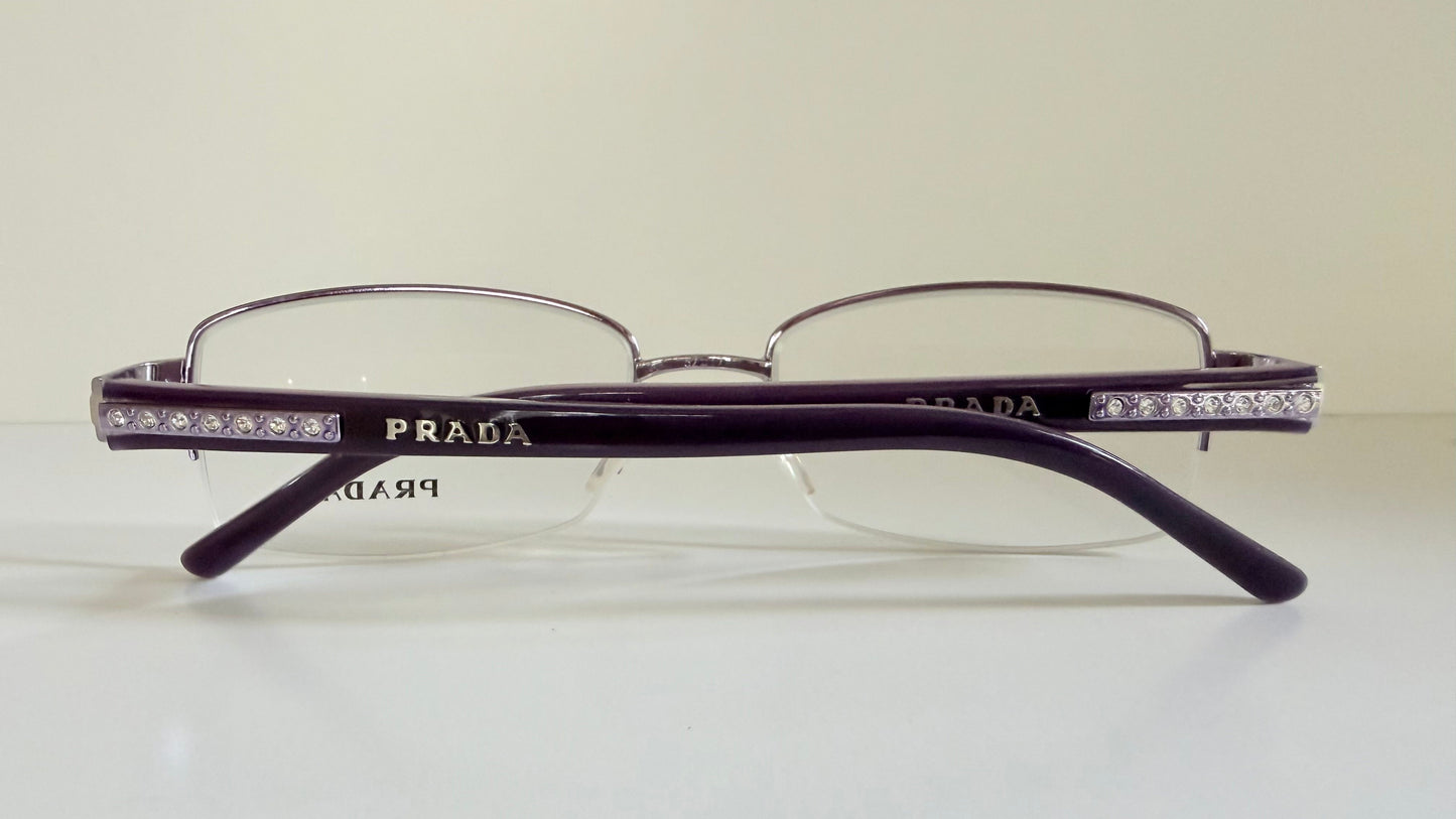 Prada vintage 00s eyeglasses - Y2K purple rimless frame with strass crystals