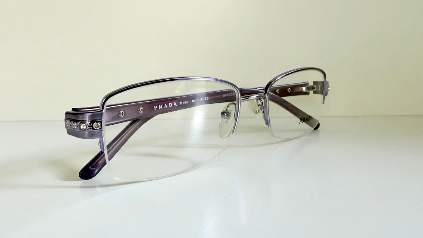 Prada vintage 00s eyeglasses - Y2K purple rimless frame with strass crystals
