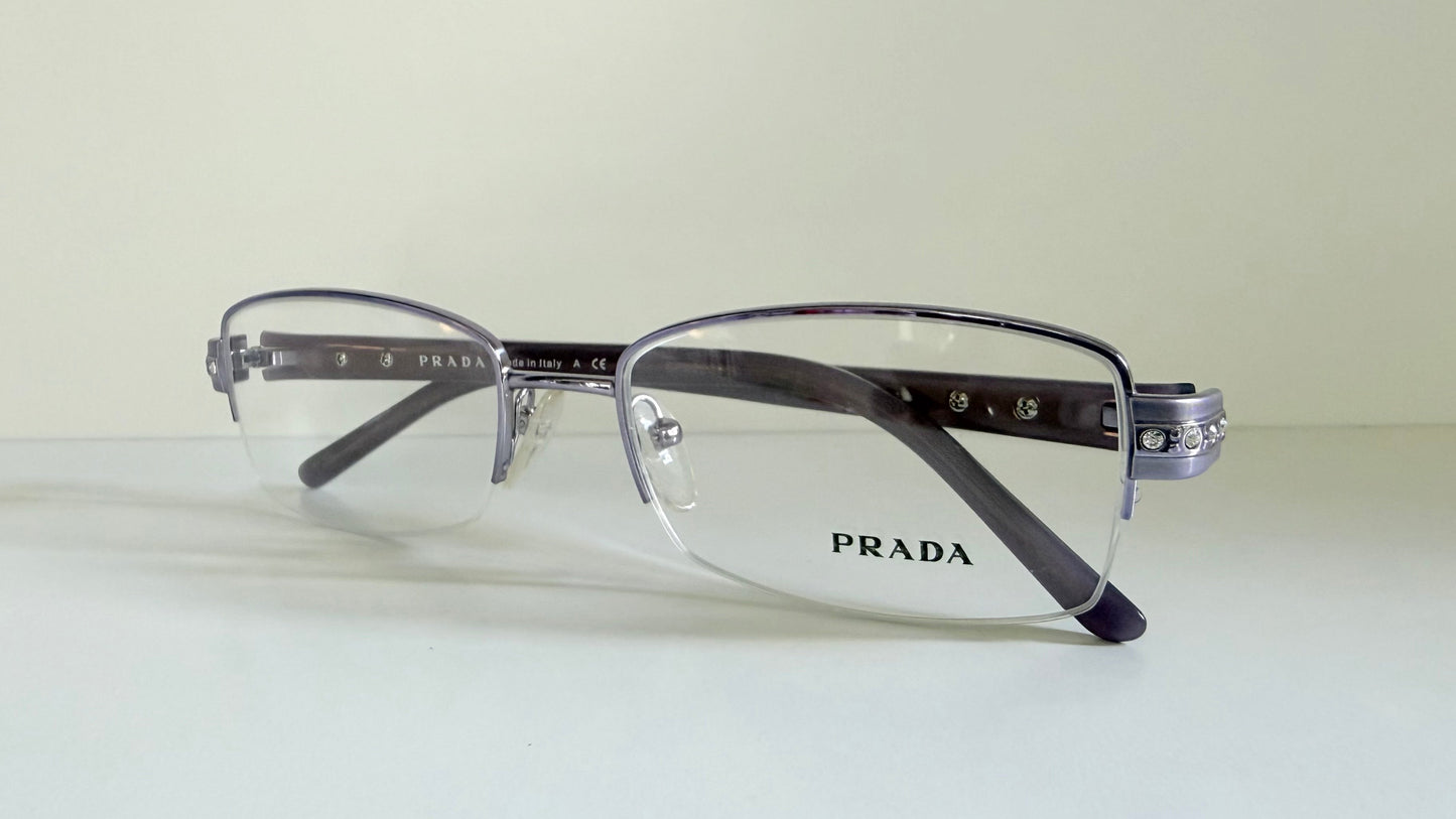 Prada vintage 00s eyeglasses - Y2K purple rimless frame with strass crystals