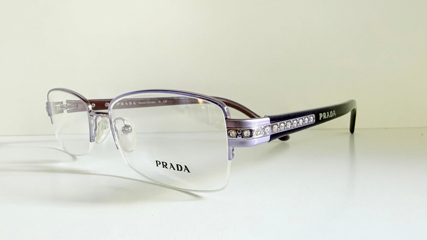 Prada vintage 00s eyeglasses - Y2K purple rimless frame with strass crystals