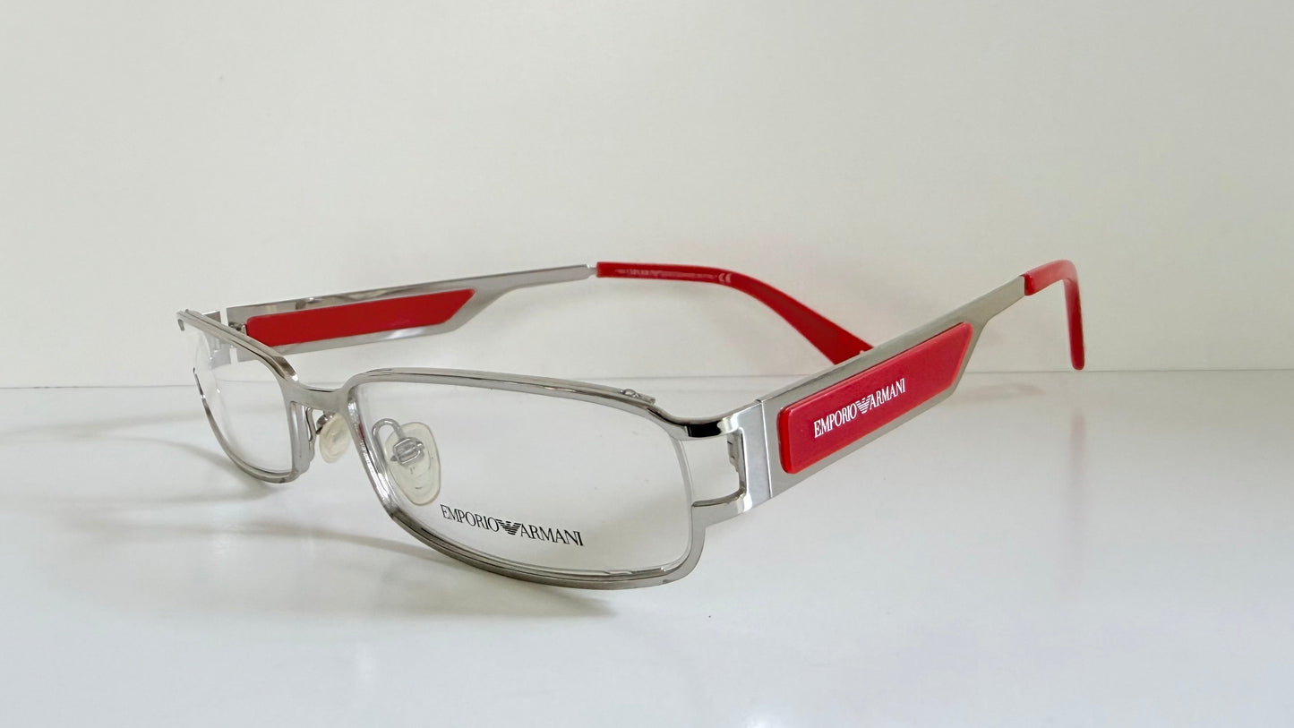 Vintage Emporio Armani 00s eyeglasses - Y2K silver and red frame