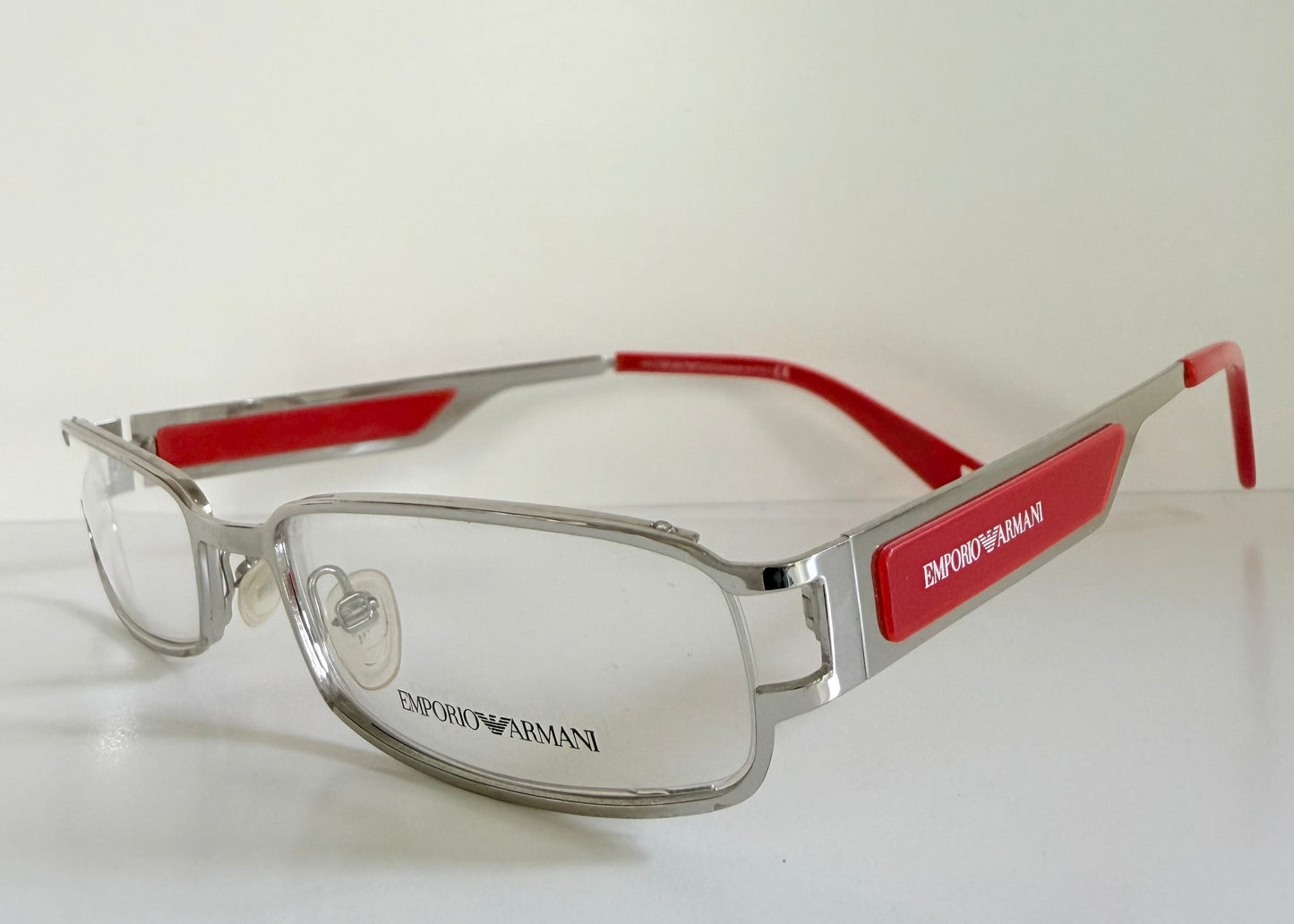 Vintage Emporio Armani 00s eyeglasses - Y2K silver and red frame