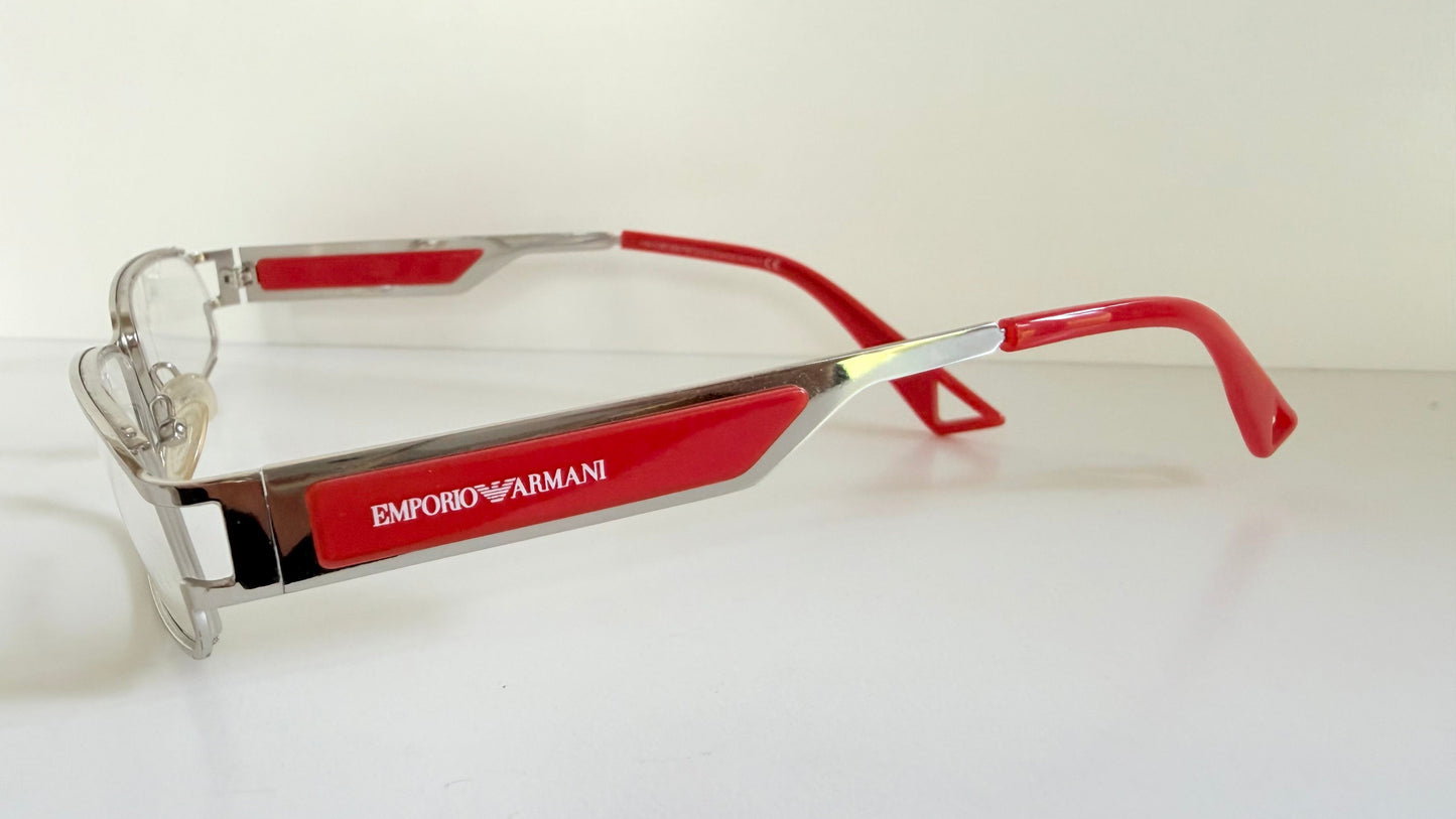 Vintage Emporio Armani 00s eyeglasses - Y2K silver and red frame