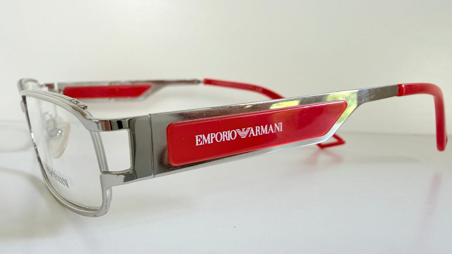 Vintage Emporio Armani 00s eyeglasses - Y2K silver and red frame