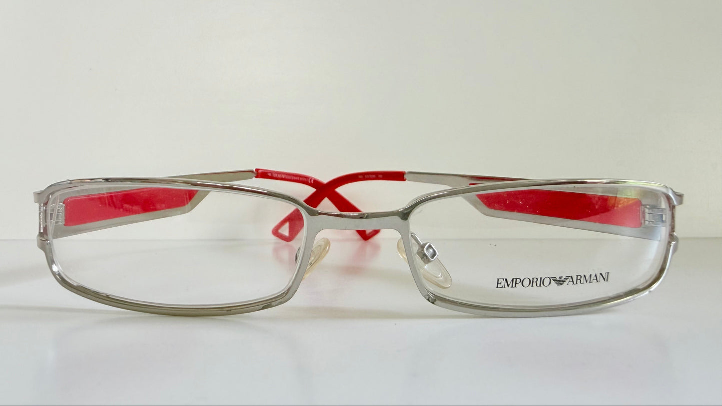 Vintage Emporio Armani 00s eyeglasses - Y2K silver and red frame