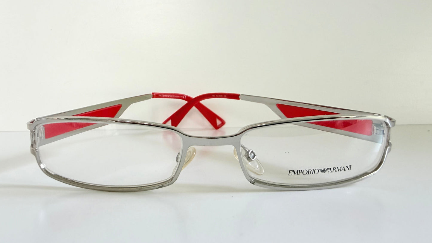 Vintage Emporio Armani 00s eyeglasses - Y2K silver and red frame