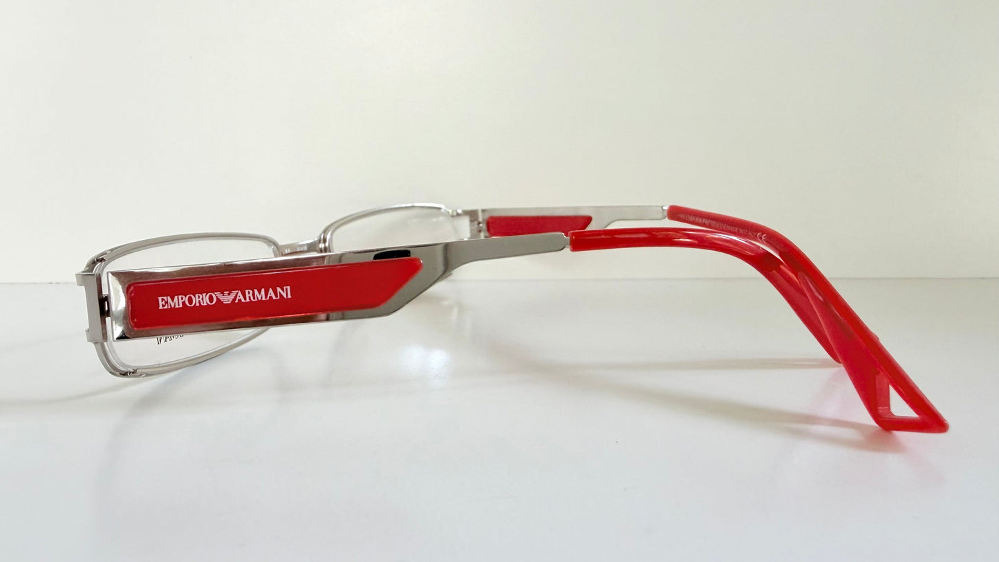 Vintage Emporio Armani 00s eyeglasses - Y2K silver and red frame