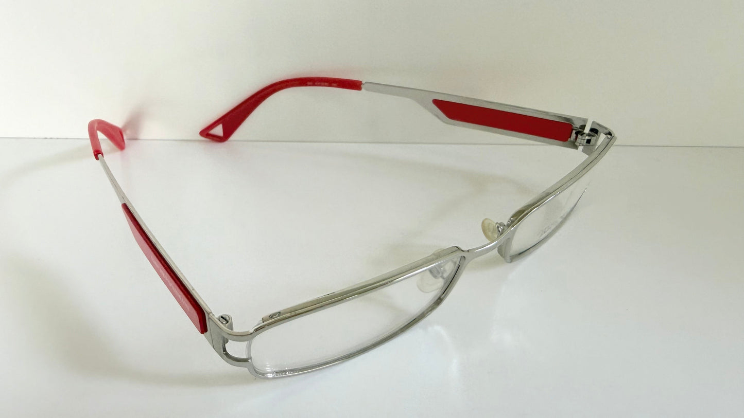 Vintage Emporio Armani 00s eyeglasses - Y2K silver and red frame