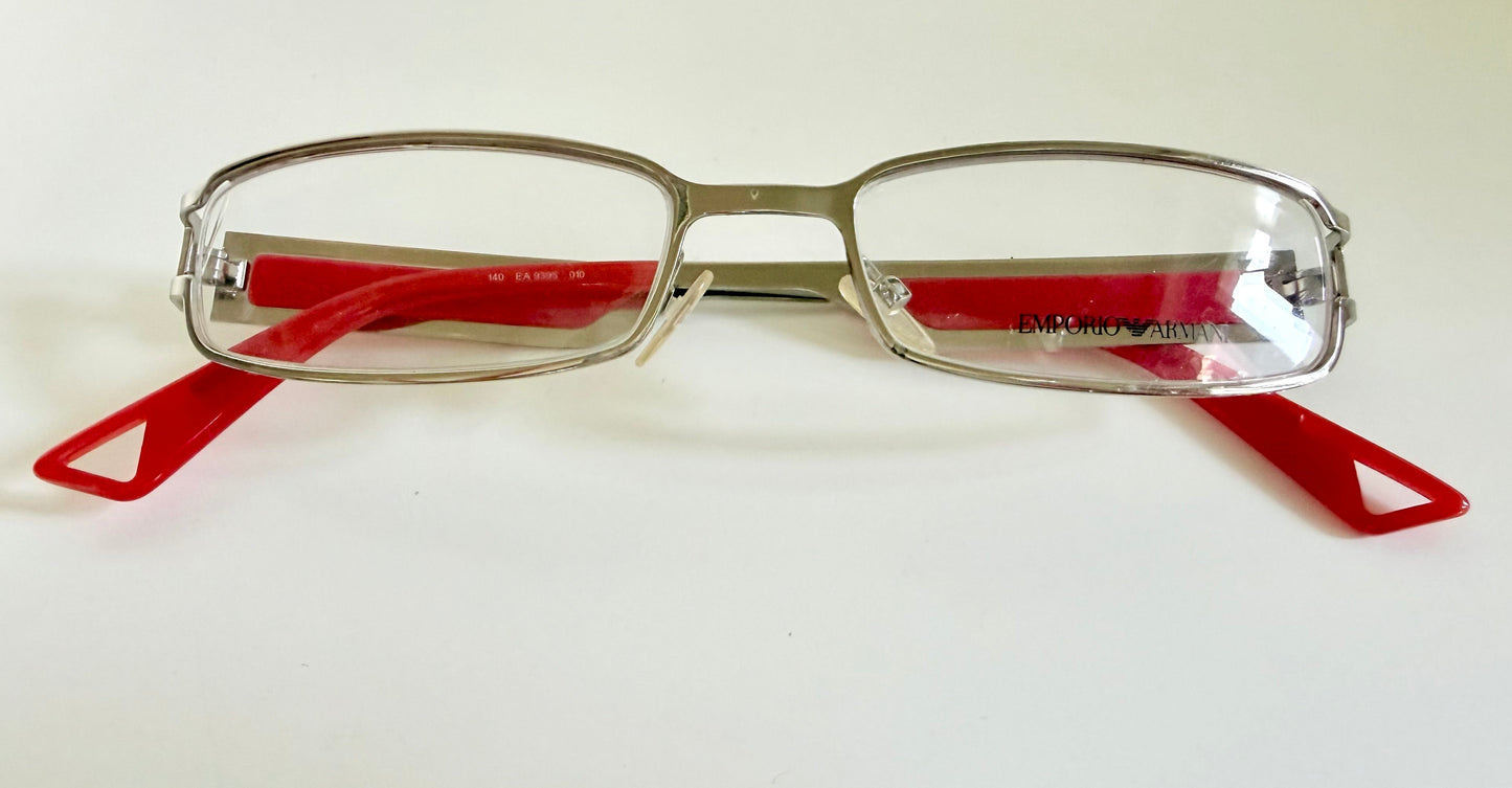 Vintage Emporio Armani 00s eyeglasses - Y2K silver and red frame
