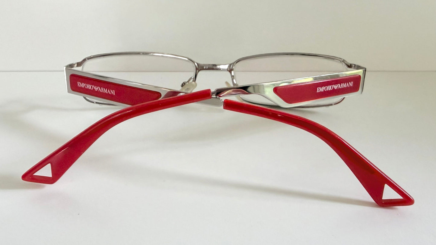 Vintage Emporio Armani 00s eyeglasses - Y2K silver and red frame