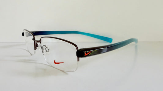 Vintage Nike 00s eyeglasses - Y2K rimless frame with black and blue temple