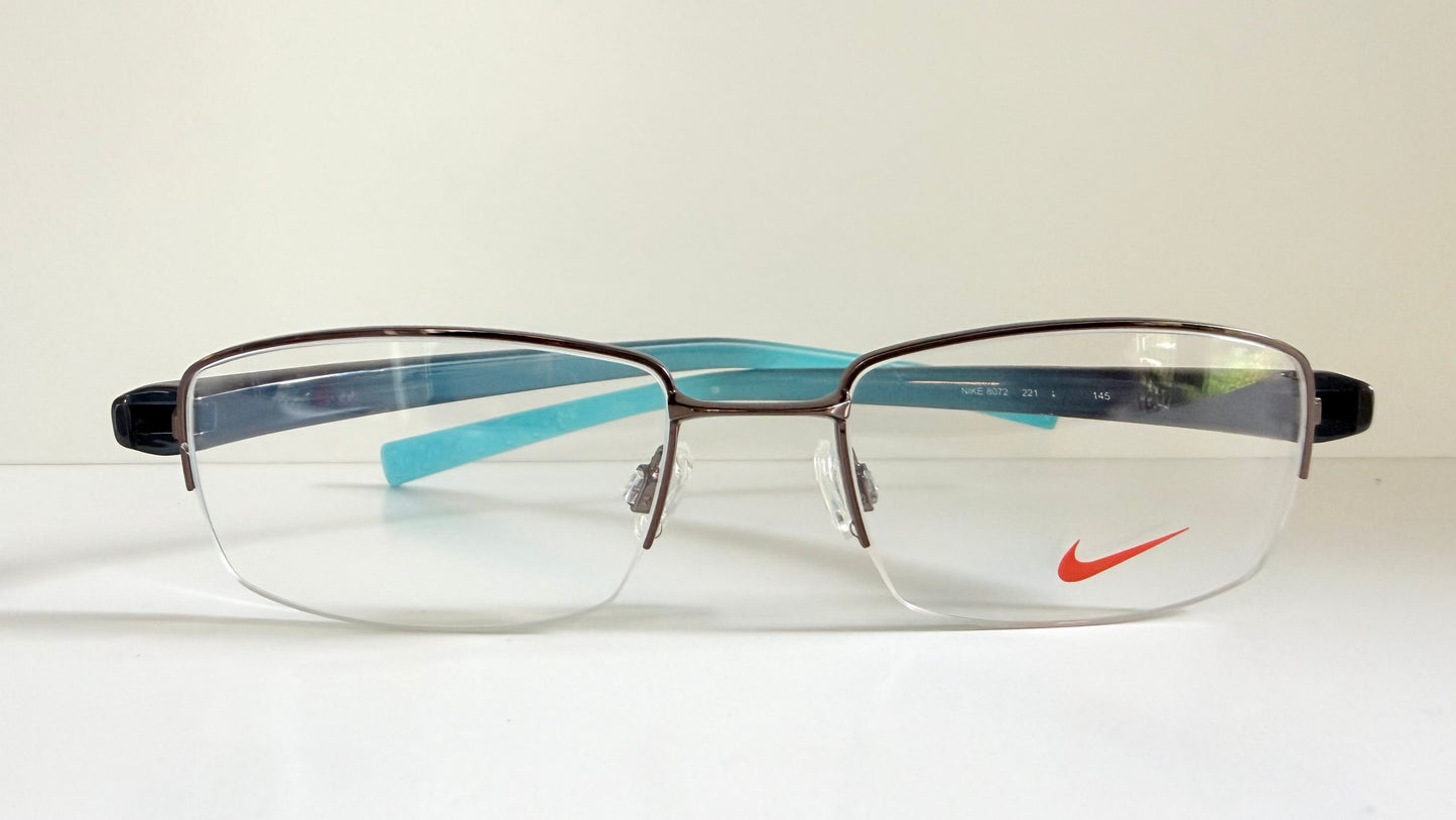 Vintage Nike 00s eyeglasses - Y2K rimless frame with black and blue temple