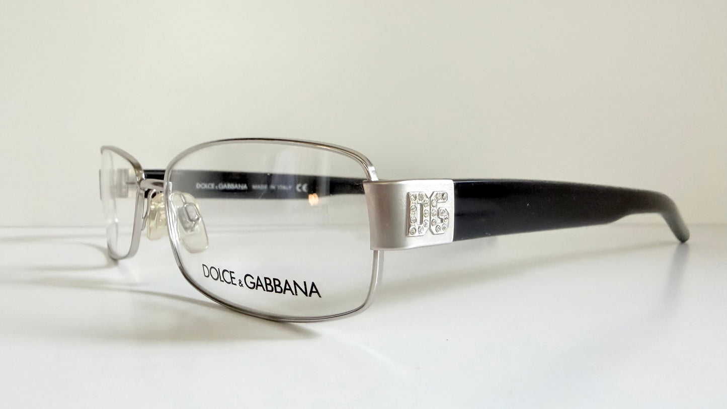 Vintage Dolce & Gabbana 00s frame - silver and black with rhinestones Y2K eyewear