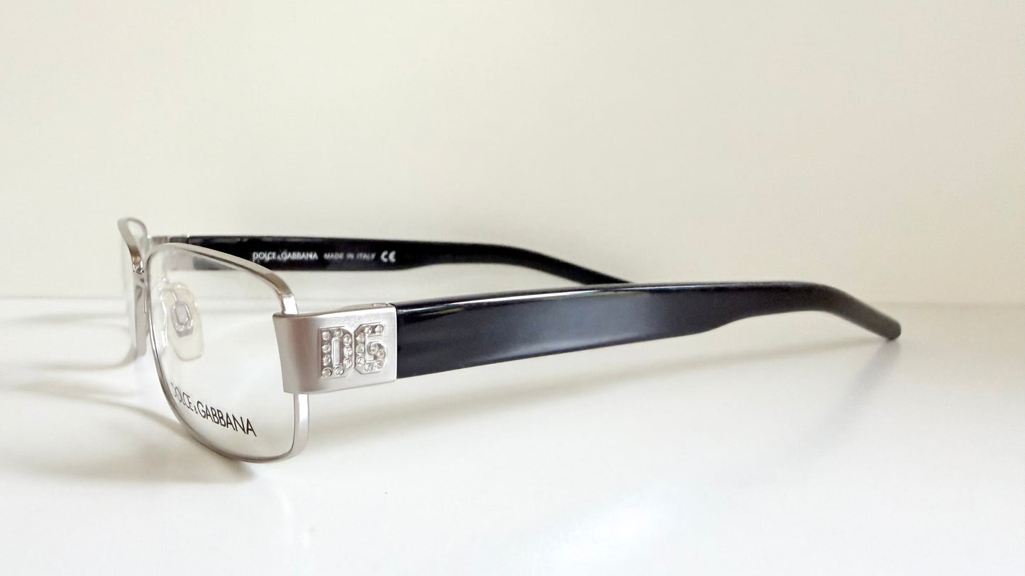Vintage Dolce & Gabbana 00s frame - silver and black with rhinestones Y2K eyewear