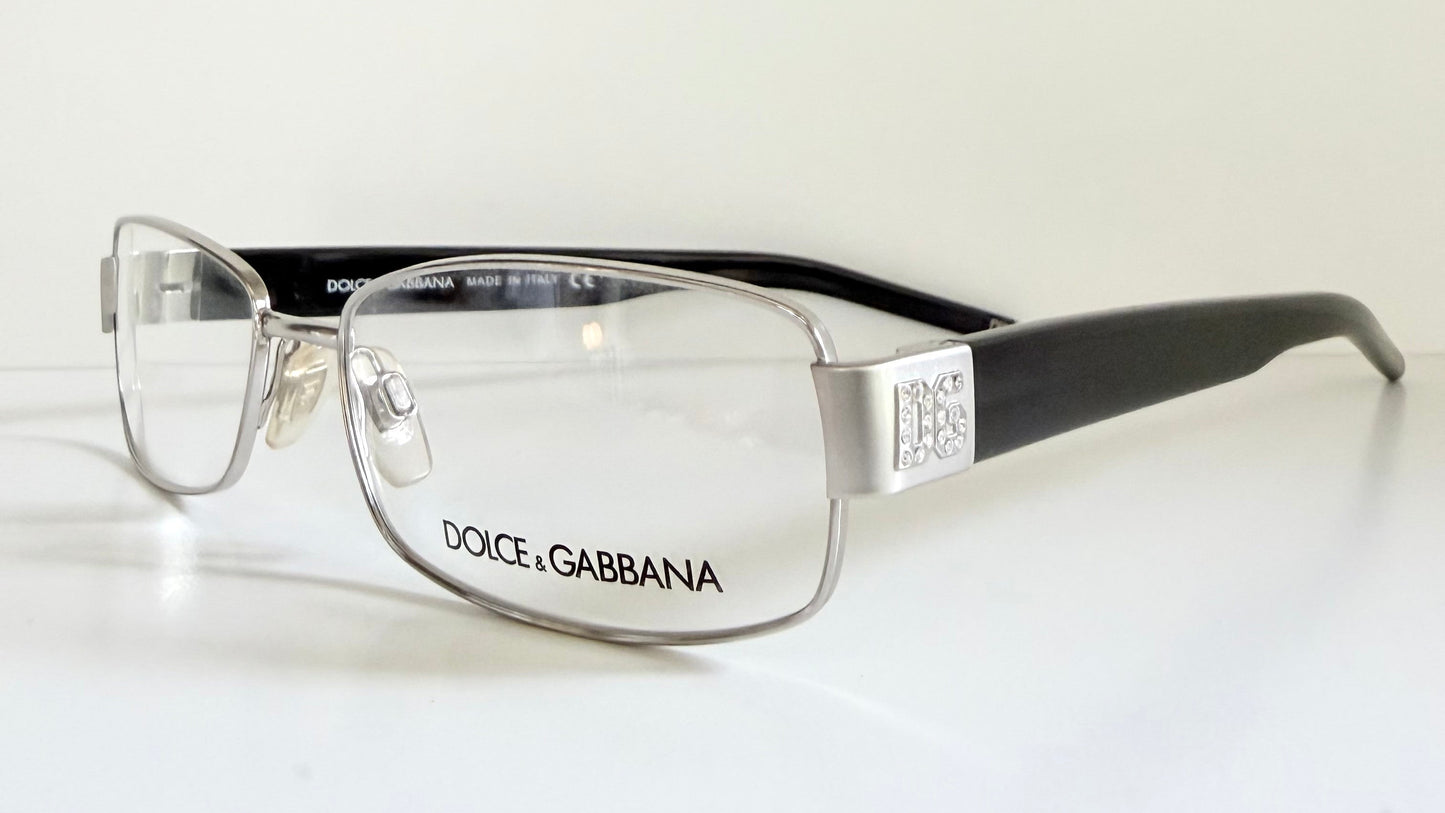 Vintage Dolce & Gabbana 00s frame - silver and black with rhinestones Y2K eyewear