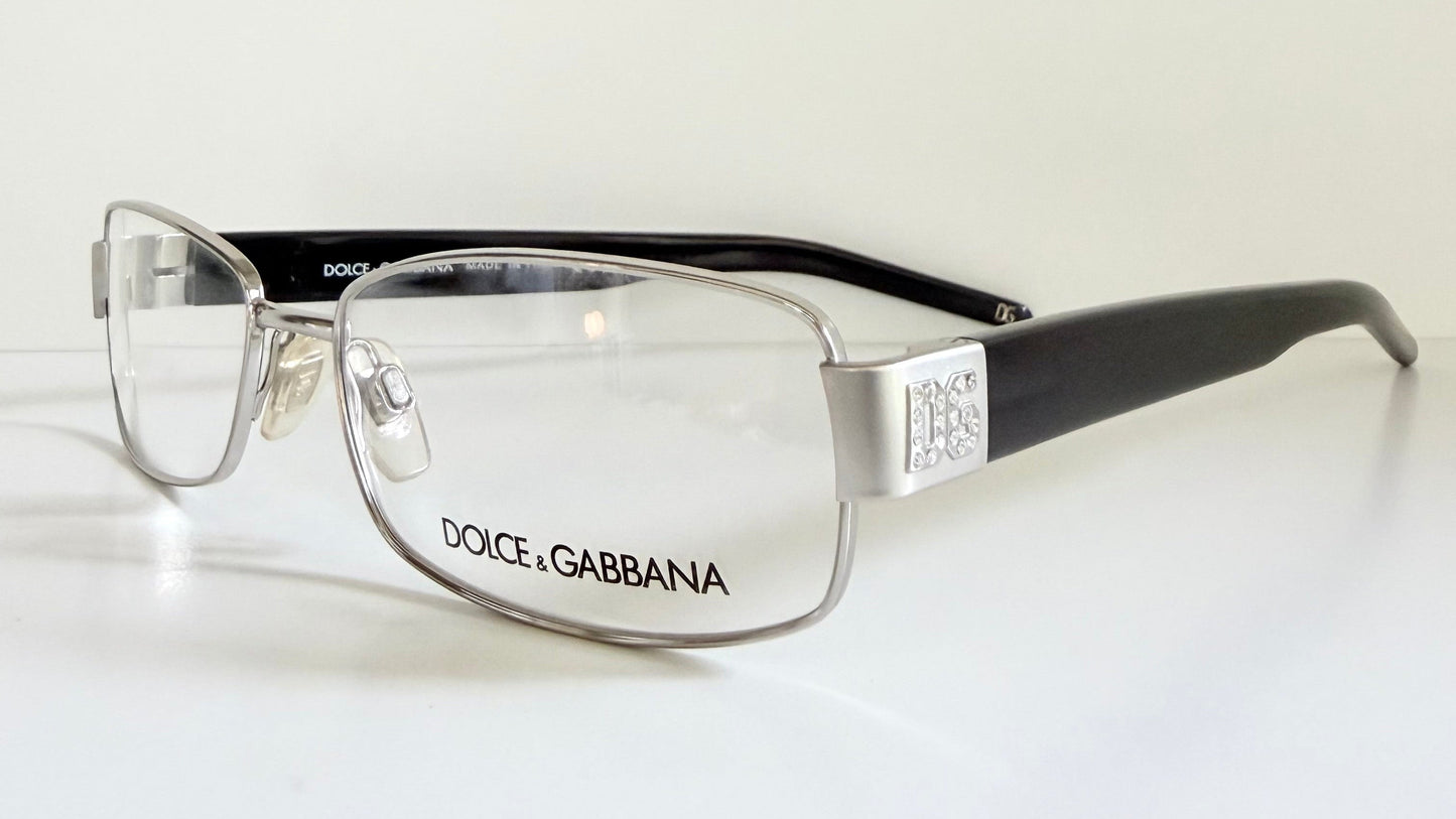 Vintage Dolce & Gabbana 00s frame - silver and black with rhinestones Y2K eyewear