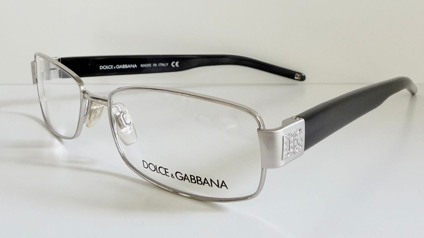 Vintage Dolce & Gabbana 00s frame - silver and black with rhinestones Y2K eyewear