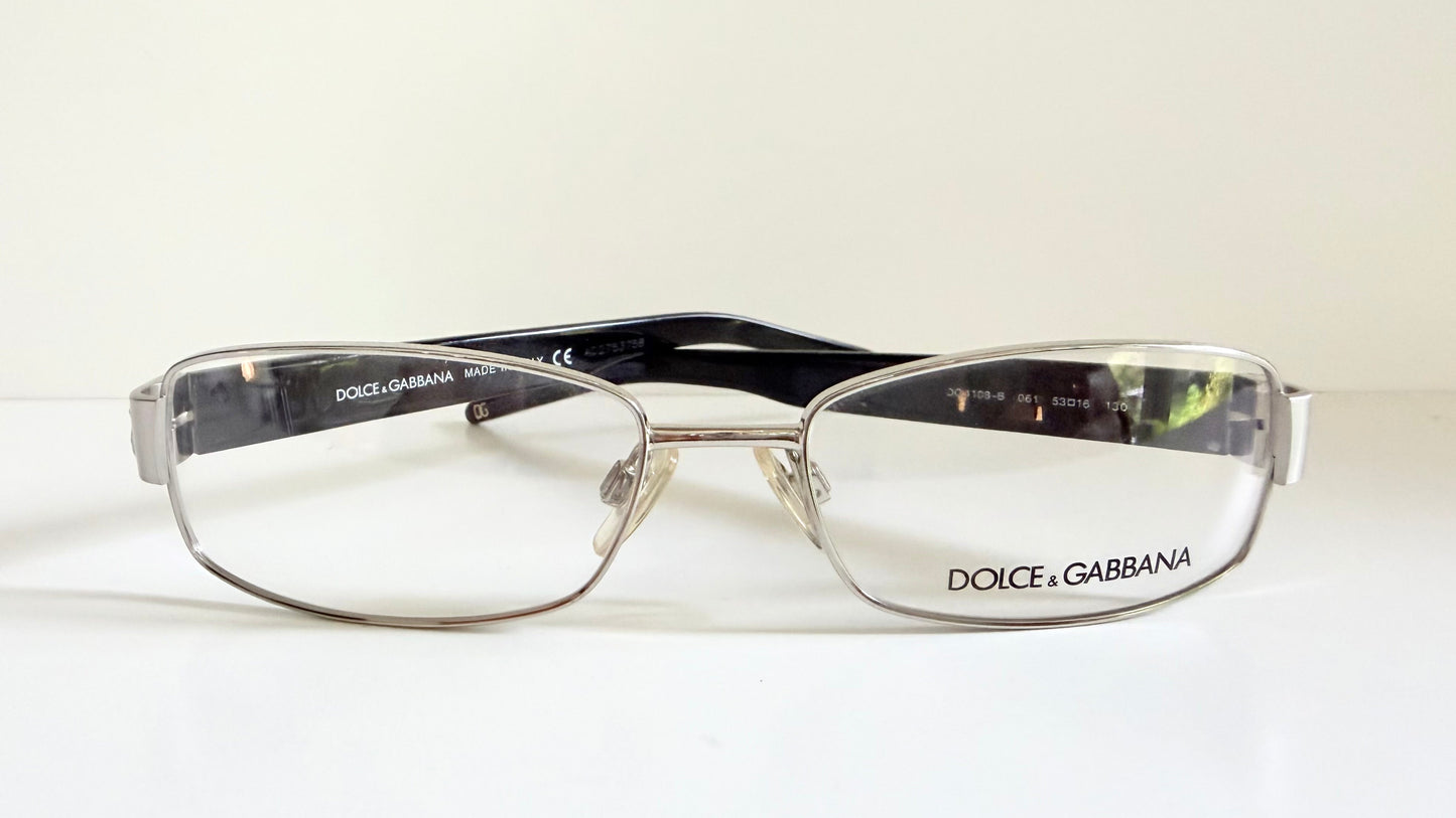 Vintage Dolce & Gabbana 00s frame - silver and black with rhinestones Y2K eyewear