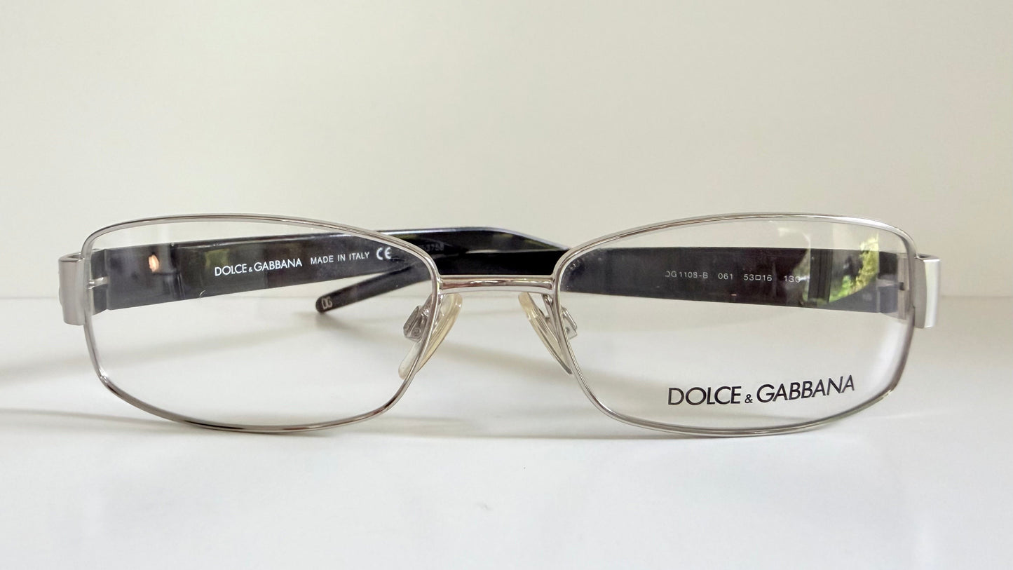 Vintage Dolce & Gabbana 00s frame - silver and black with rhinestones Y2K eyewear