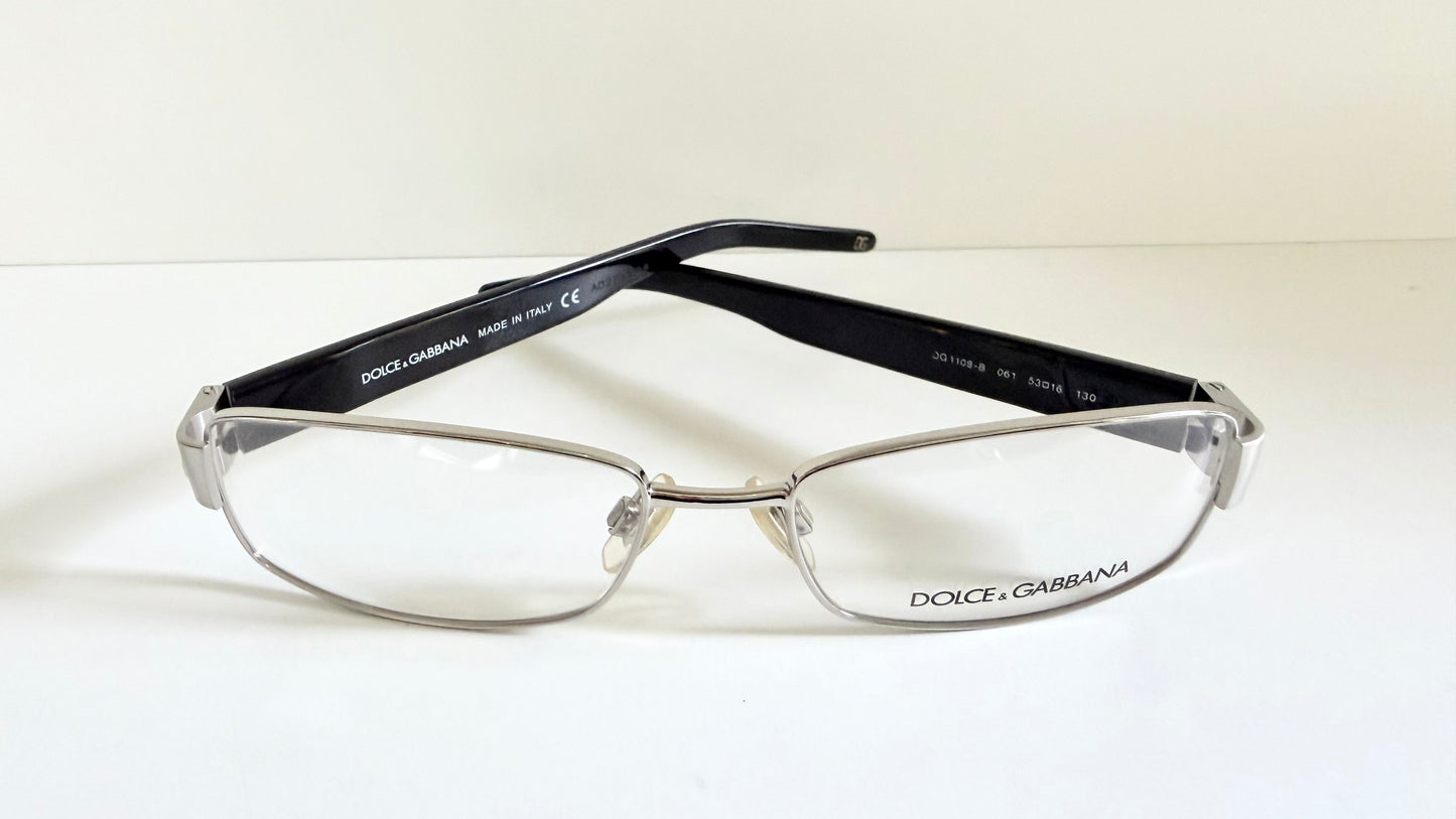 Vintage Dolce & Gabbana 00s frame - silver and black with rhinestones Y2K eyewear