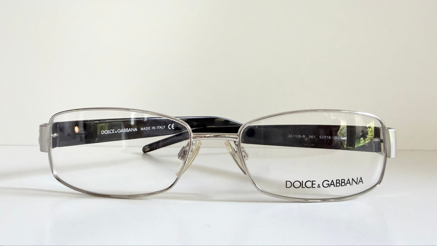 Vintage Dolce & Gabbana 00s frame - silver and black with rhinestones Y2K eyewear