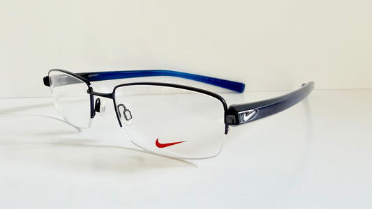 Vintage Nike 00s eyeglasses - Y2K rimless frame with black and blue temple
