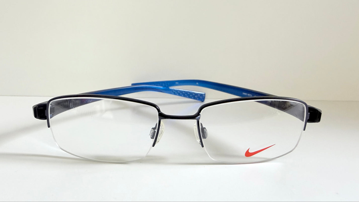 Vintage Nike 00s eyeglasses - Y2K rimless frame with black and blue temple
