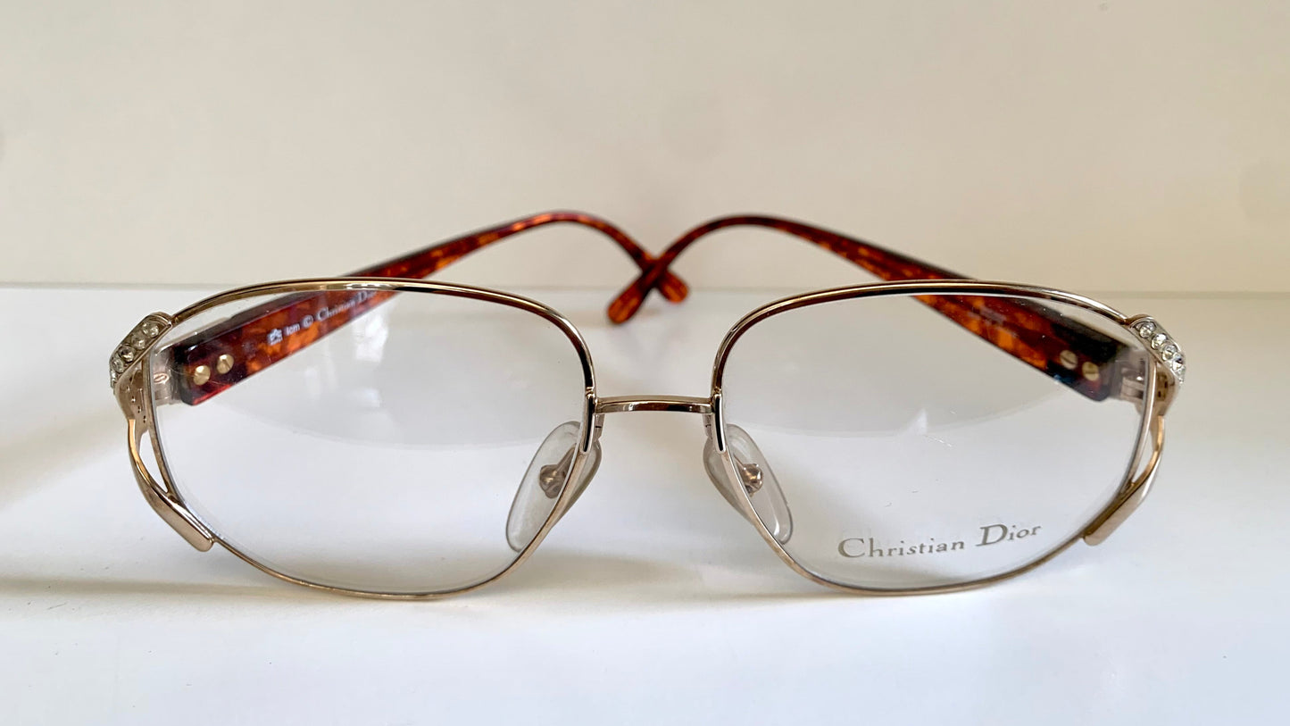 Christian Dior Vintage 80s glasses - strass golden metal frames