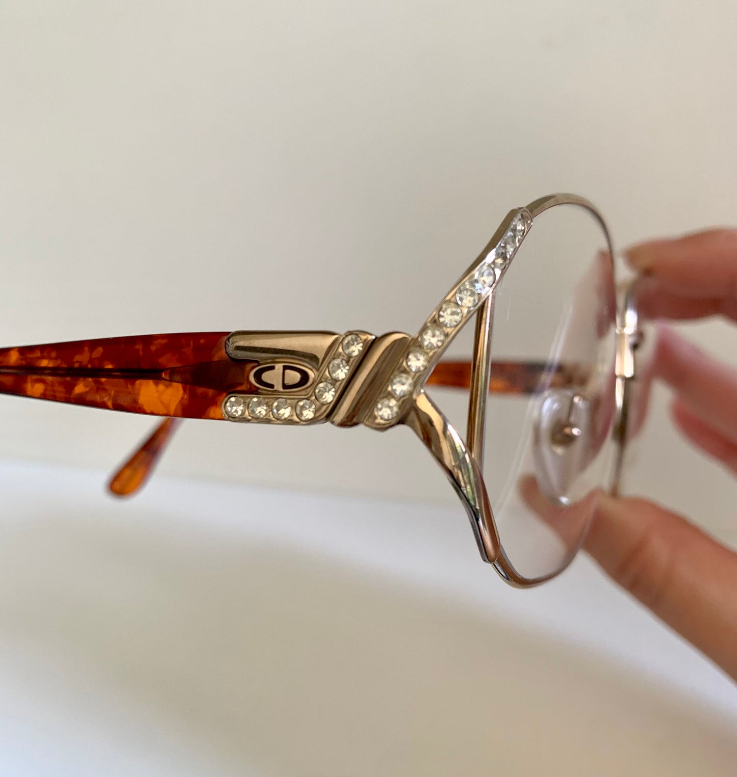 Christian Dior Vintage 80s glasses - strass golden metal frames