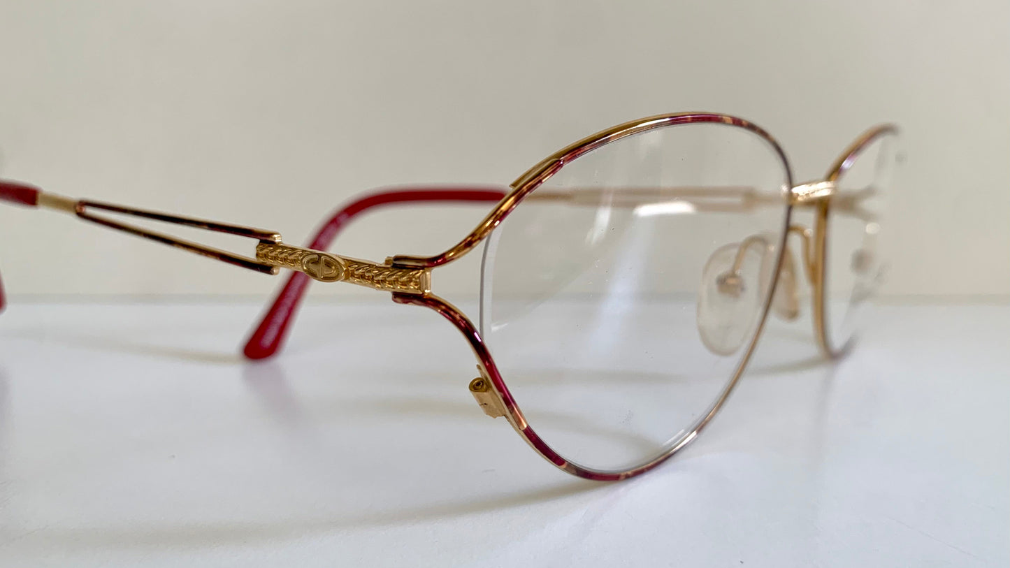 Christian Dior Vintage glasses - gold and red frame - 2832 made in Austria