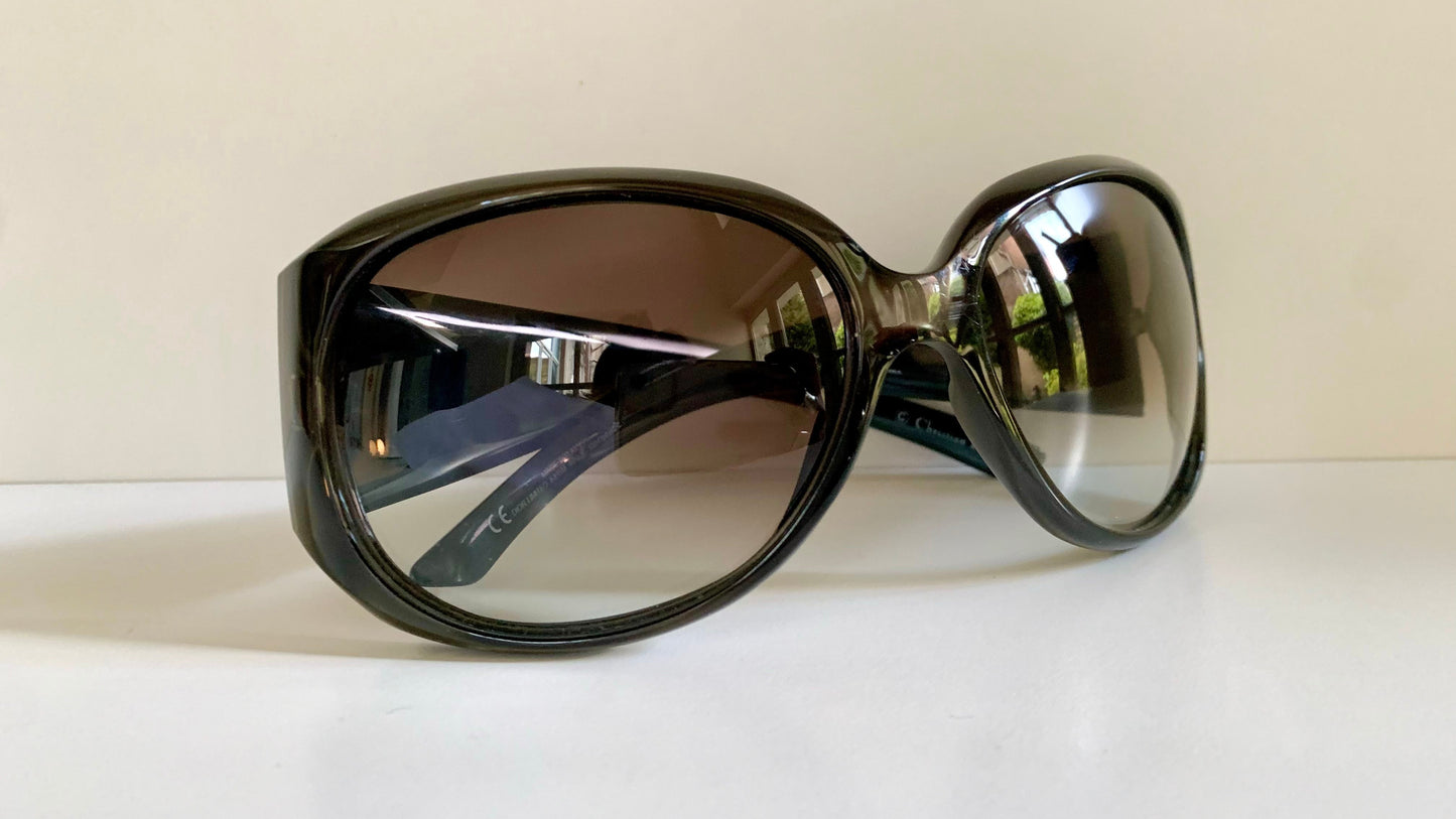 Vintage Y2K rare Dior Limited Sunglasses - Dark green frame with crystal