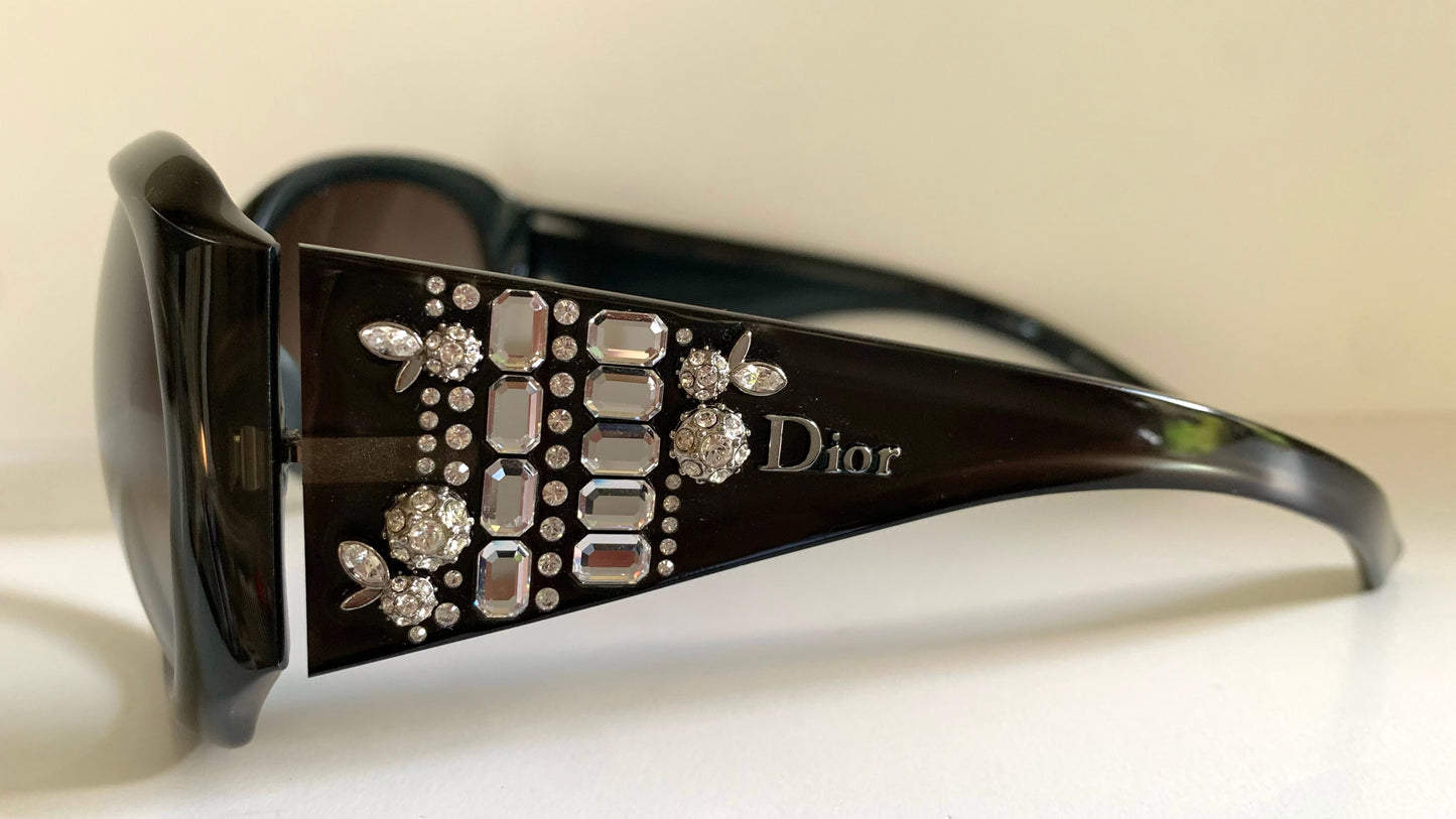 Vintage Y2K rare Dior Limited Sunglasses - Dark green frame with crystal