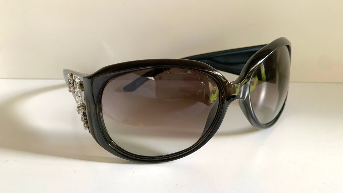 Vintage Y2K rare Dior Limited Sunglasses - Dark green frame with crystal