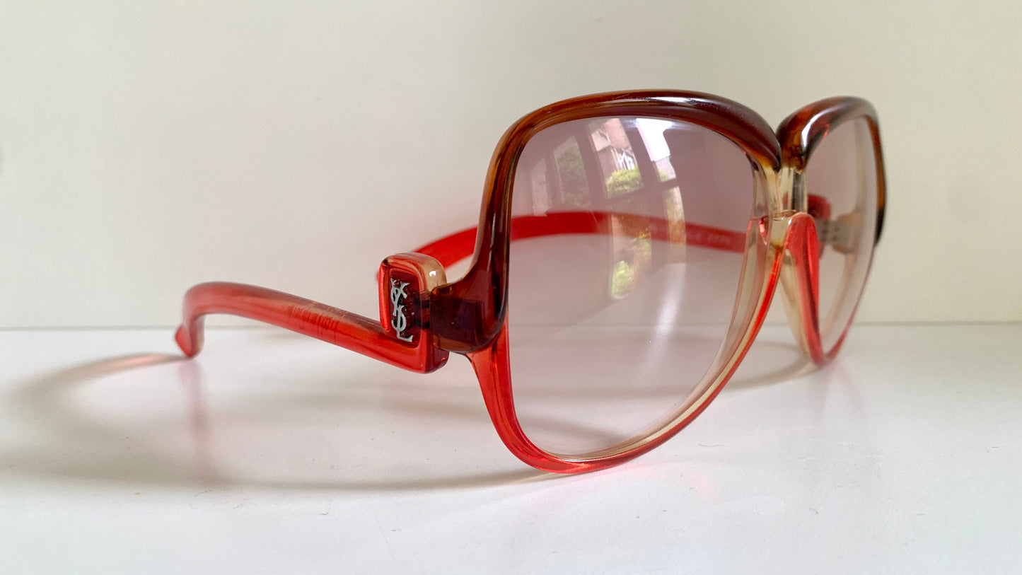 Yves Saint Laurent 80s vintage sunglasses - 7771 XL YSL red and brown frames