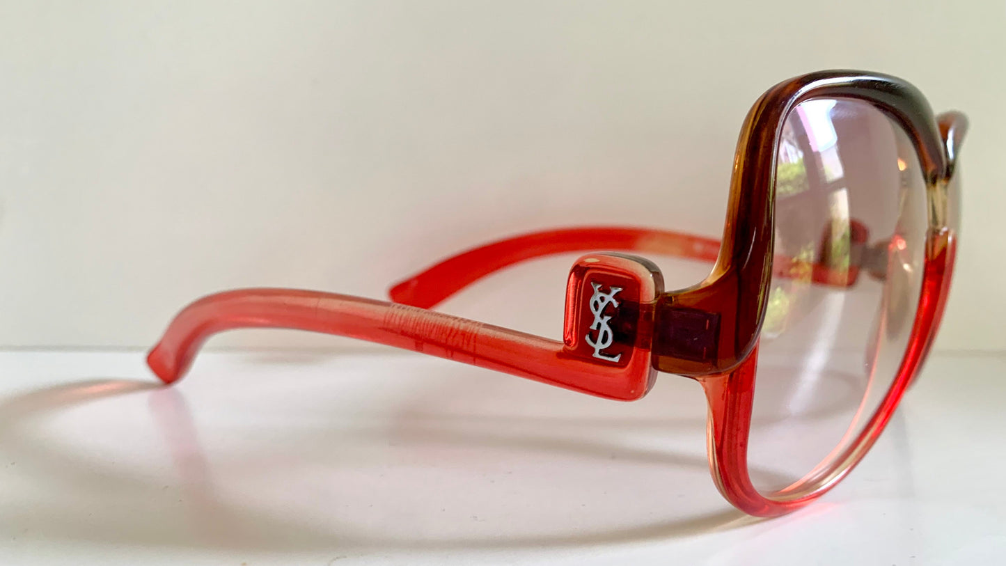 Yves Saint Laurent 80s vintage sunglasses - 7771 XL YSL red and brown frames