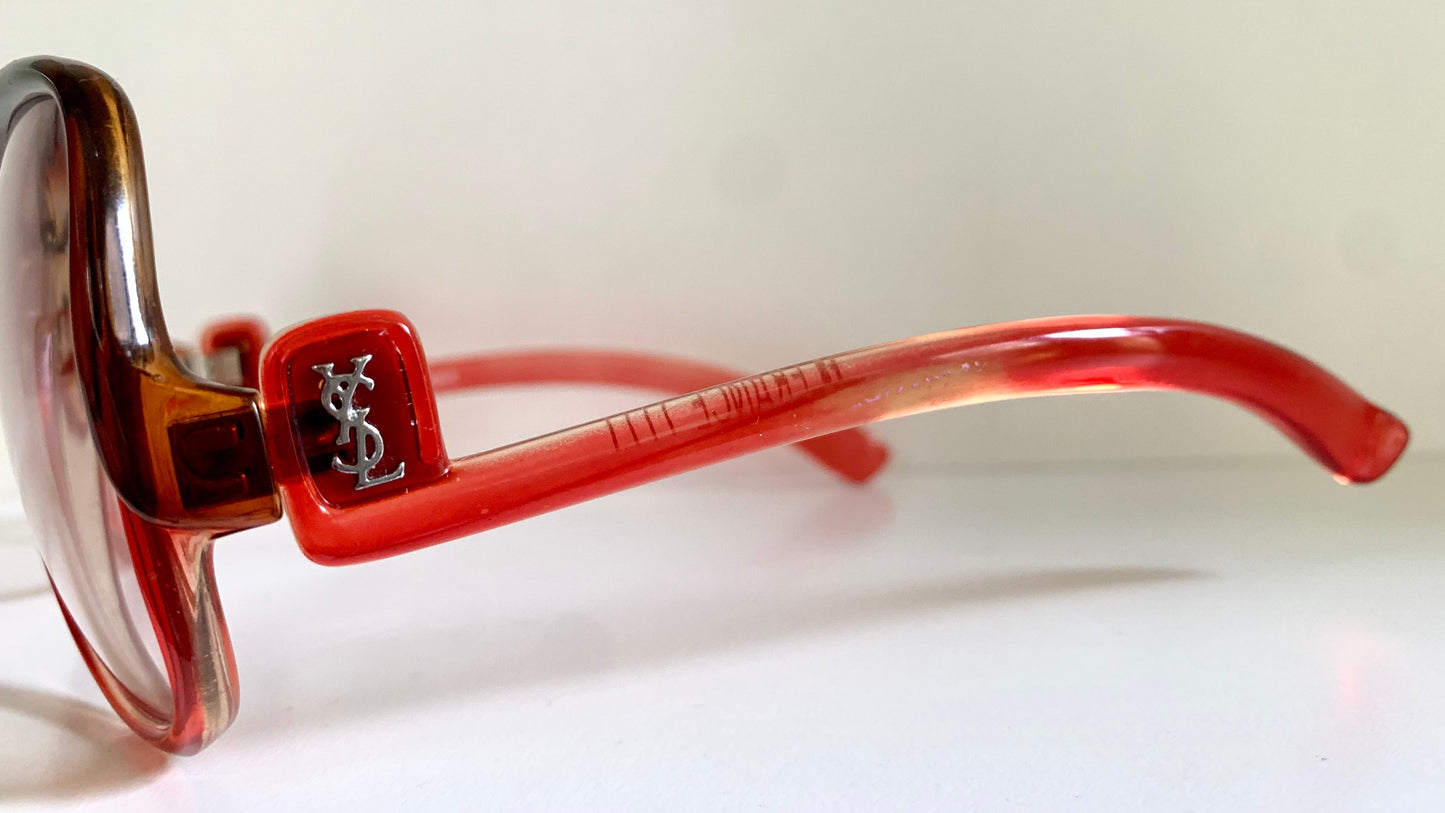 Yves Saint Laurent 80s vintage sunglasses - 7771 XL YSL red and brown frames