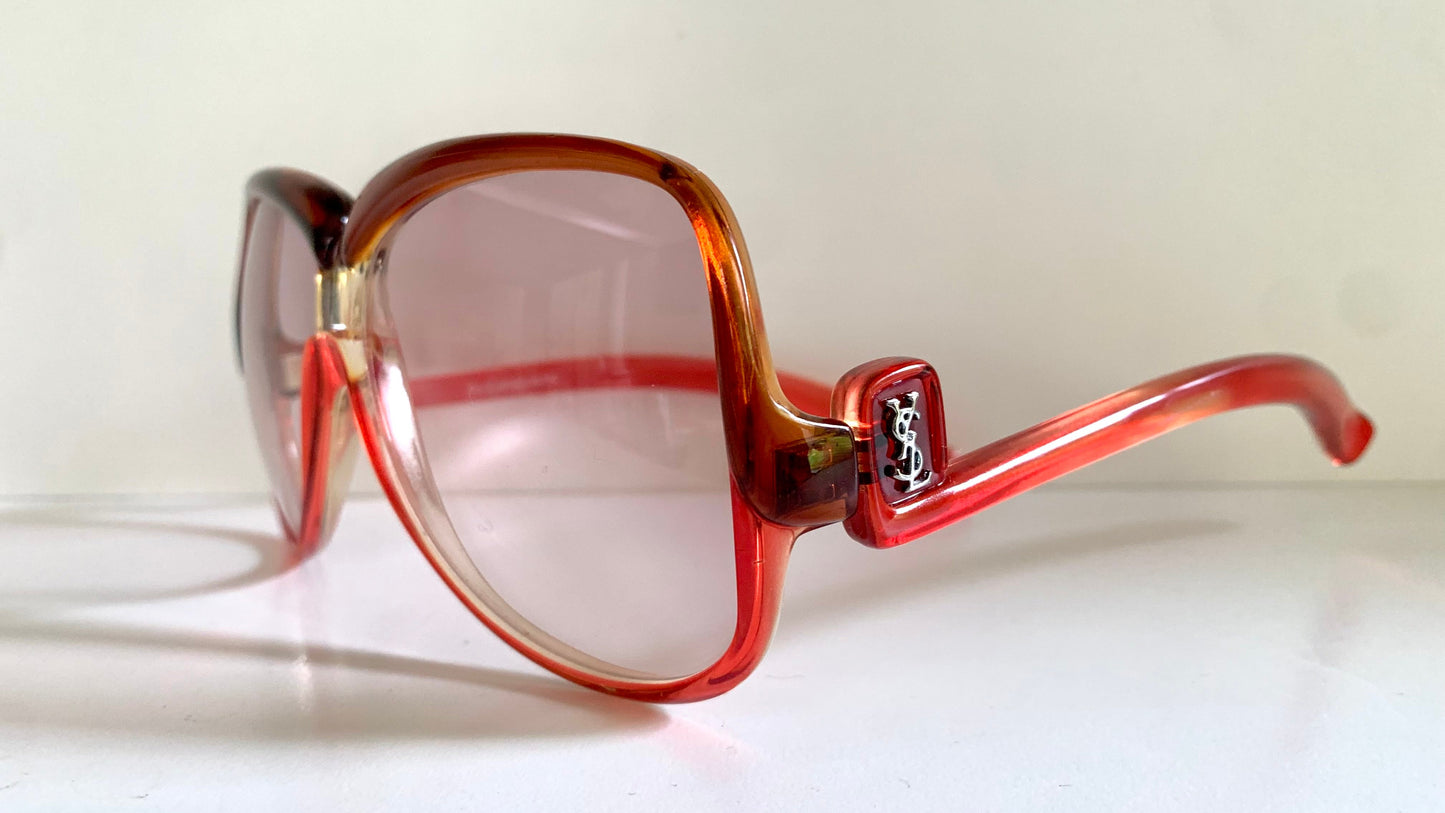 Yves Saint Laurent 80s vintage sunglasses - 7771 XL YSL red and brown frames